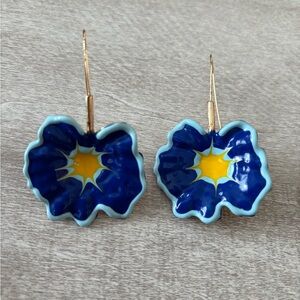 Blue and Yellow Floral Earrings